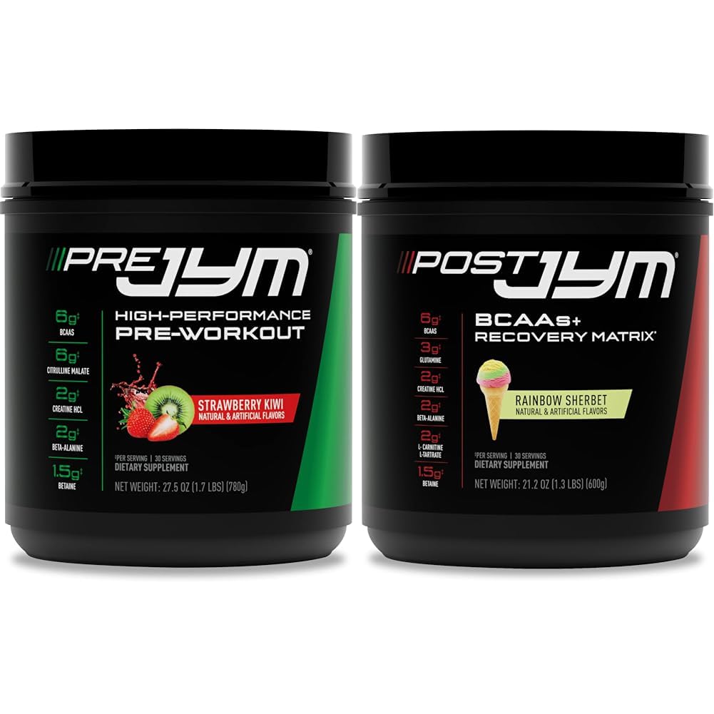 JYM תוסף Science Pre JYM 30 משרתים - Strawberry קיווי & - Post-Workout עם BCAA, Glutamine, Creatine HCL, Beta-Alanine, ו-Rabert Flavor, 30 משרתים, 21.2 oz.