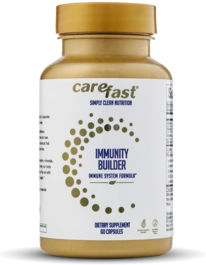 Immunity Builders - 60 קפסולות טבעיות - ויטמינים C, B6, D, Elderberry Extract & Zinc - Immune System Support Booster for Men, Women, קשישים