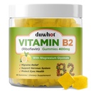 ויטמין B2 Gummies עם Magnesium- Riboflavin 400 מ"ג עבור Migraine הקלה וכאב ראש, B2 ויטמינים חניכיים למבוגרים & ילדים, טבעוני, 60 צ'וגבל