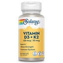 SOLAרי ויטמין D3 K2 - בריאות העצם ו- Immune תמיכה תוספת - עם 5000 IU ויטמין D כמו Vit D3 ו 50 mcg ויטמין K2 כמו Menoquinone MK7, Made Without Soy, 60 ימים להבטיח, 120 הגשה, 120 VegCaps 120 VegCaps