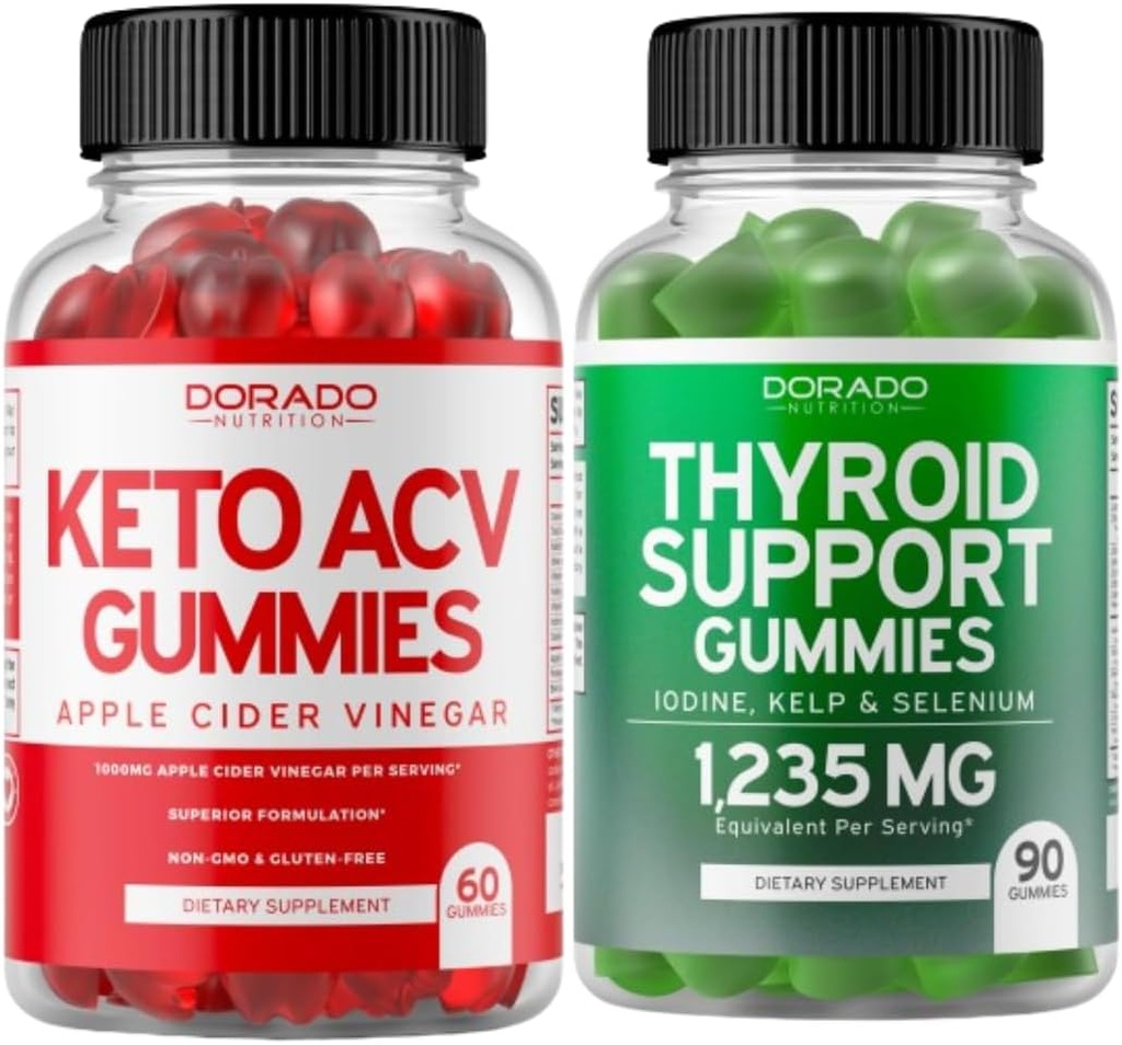 Keto ACV Gummies (60 Count) Advanced Weight Loss Formula ותמיכה Thyroid (90 הרוזן) תמיכה תוספת תמיכה עם Ashwaganda, Iodine, Bladderwrack, Kelp & Schisandra - Non-GMO, טבעוני ומיוצר בארה"ב
