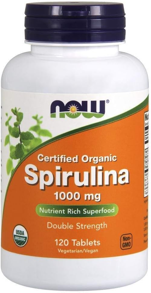 Now Foods - Certified Organic, Spirulina, 1000 מ"ג, 120 טבליות
