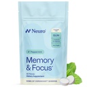 Neuro Memory & Focus Gum - nootropic Gum עם ויטמין B12, ויטמין B6, L-theanine & Geneseng Extract - Natural Brain Support - טבעוני, Caffeine & Sugar Free Chews - Pepperנט, 90 ct