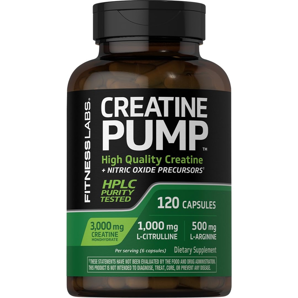 Fitness Labs Creatine קפסולות | 120 Count | 3000 מ"ג | German Creatine Monohydrate | Creapure