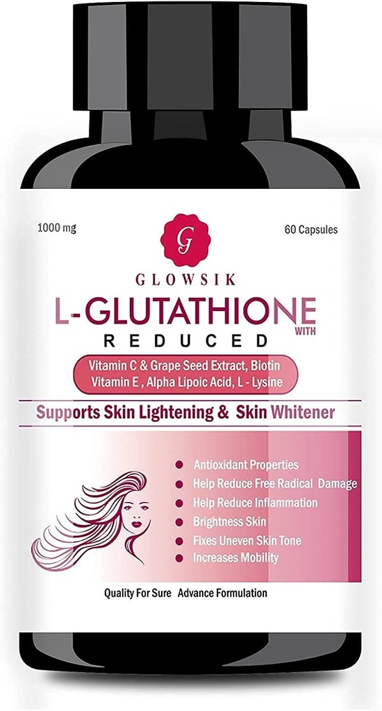 Astha L-Glutathion עבור העור עם ויטמין C ו Grape Seed, 1000 מ"ג - 60 קפסולות על ידי GLOWSIK