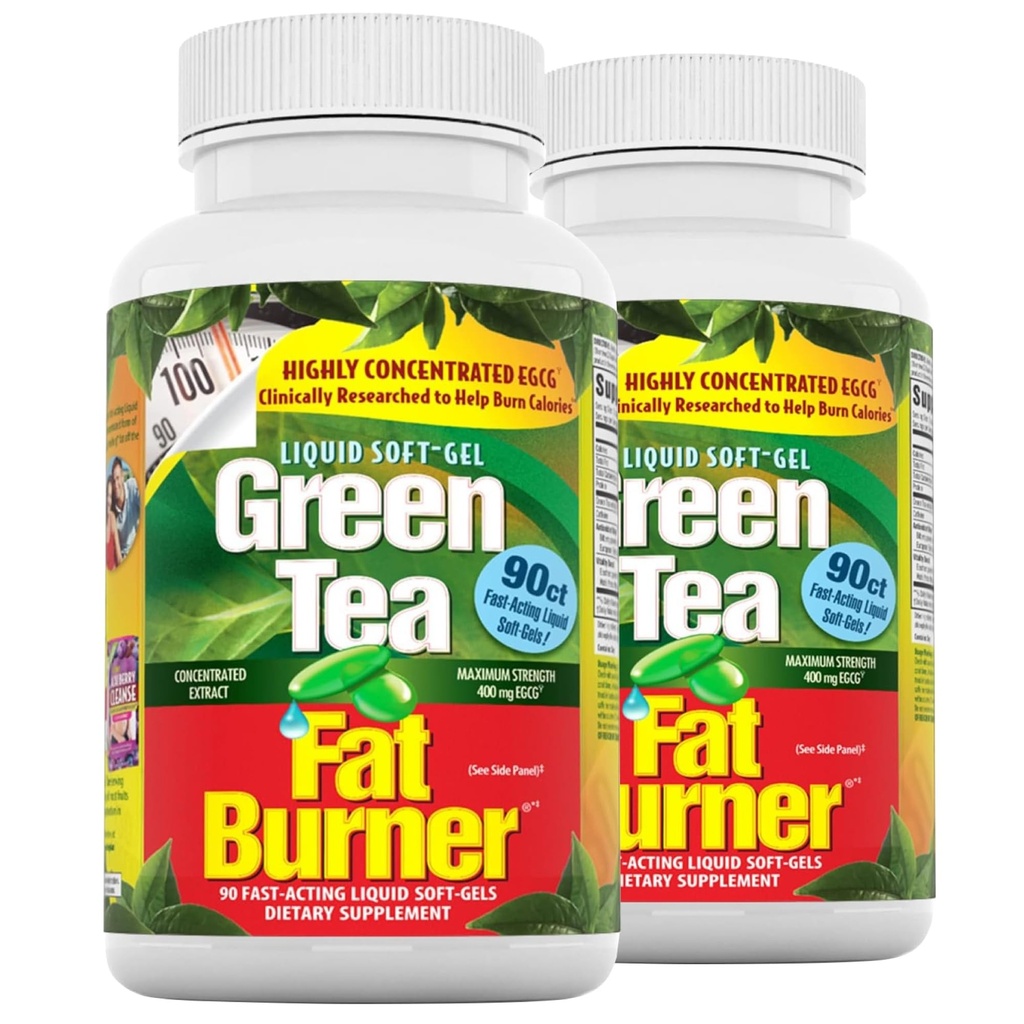 Applied Nutrition Green Tea Burner - 30 נוזל Soft-Gels, Pack of 2 - מגביר את Calorie Burning & Supplies Powerful Antioxidants - 90 המשרתים