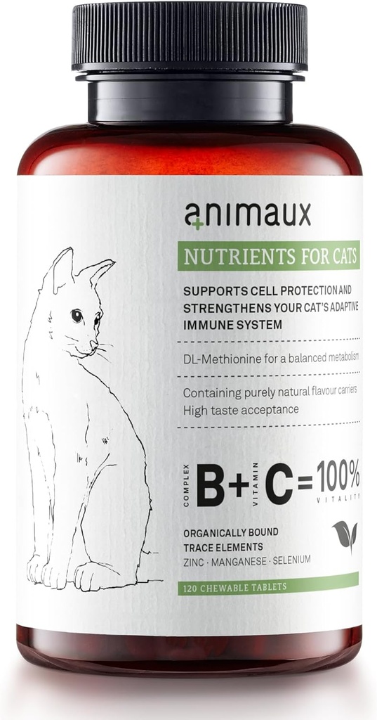 Animaux - חומרים מזינים לחתולים, ויטמין All-Natural Cat, Cat Essentials כדי לחזק את מערכת החיסון והגנה על תאים טבעיים, עור בריא ו- Shiny Coat, 120 טבליות צ'ואלה, 120 ימים אספקה