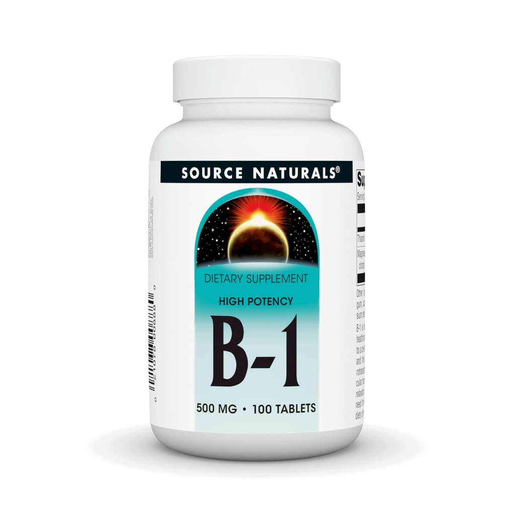 מקור טבעי ויטמין B-1 Thiamin 500 מ"ג, 100% טהור - 100 טבליות