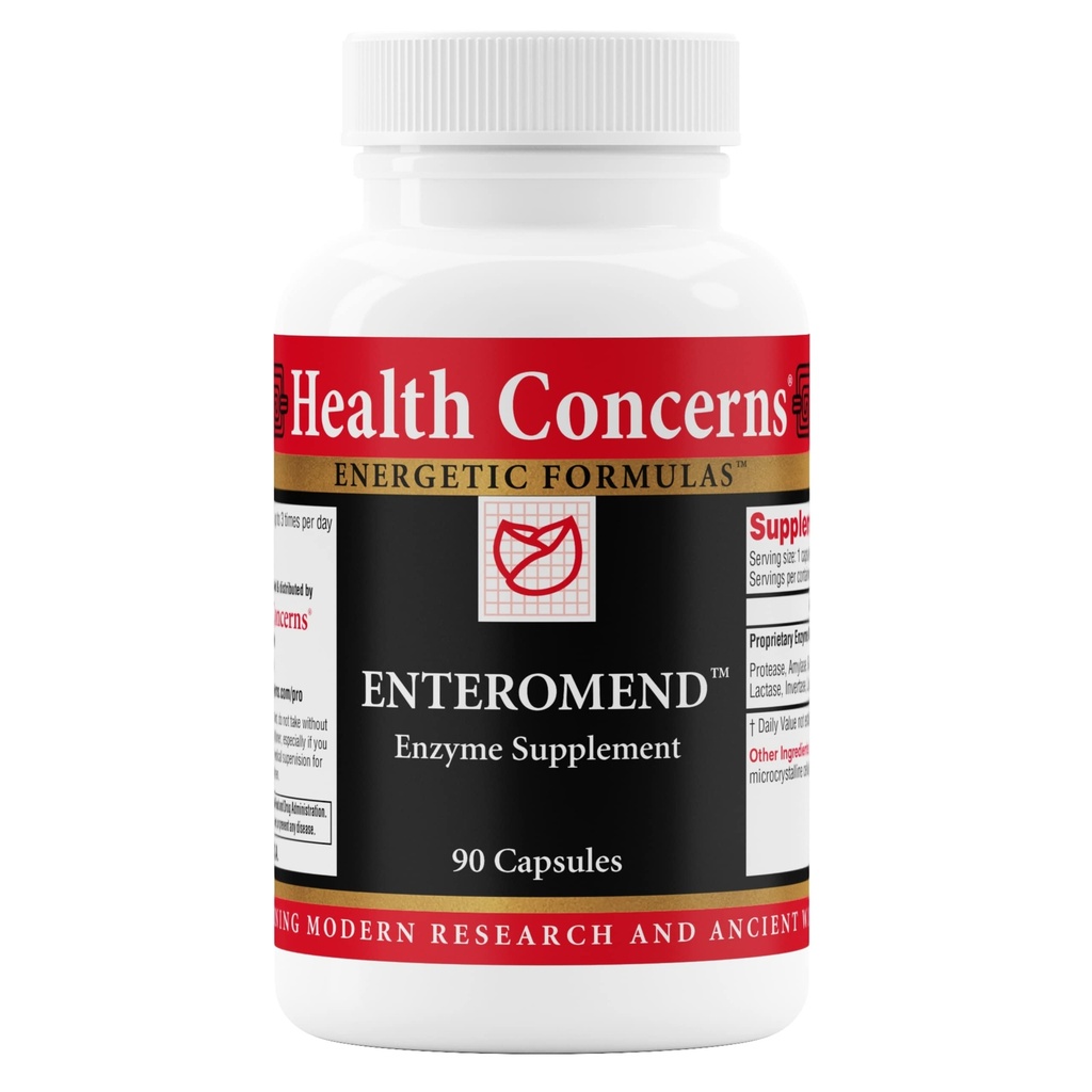 בריאות דאגות Enteromend - תוסף Enzyme for Gut Health, Bloating & Food Slack - Intestinal & Digestive Support - Protease, Amylase, Lactase & Peptidase - 90 קפסולות