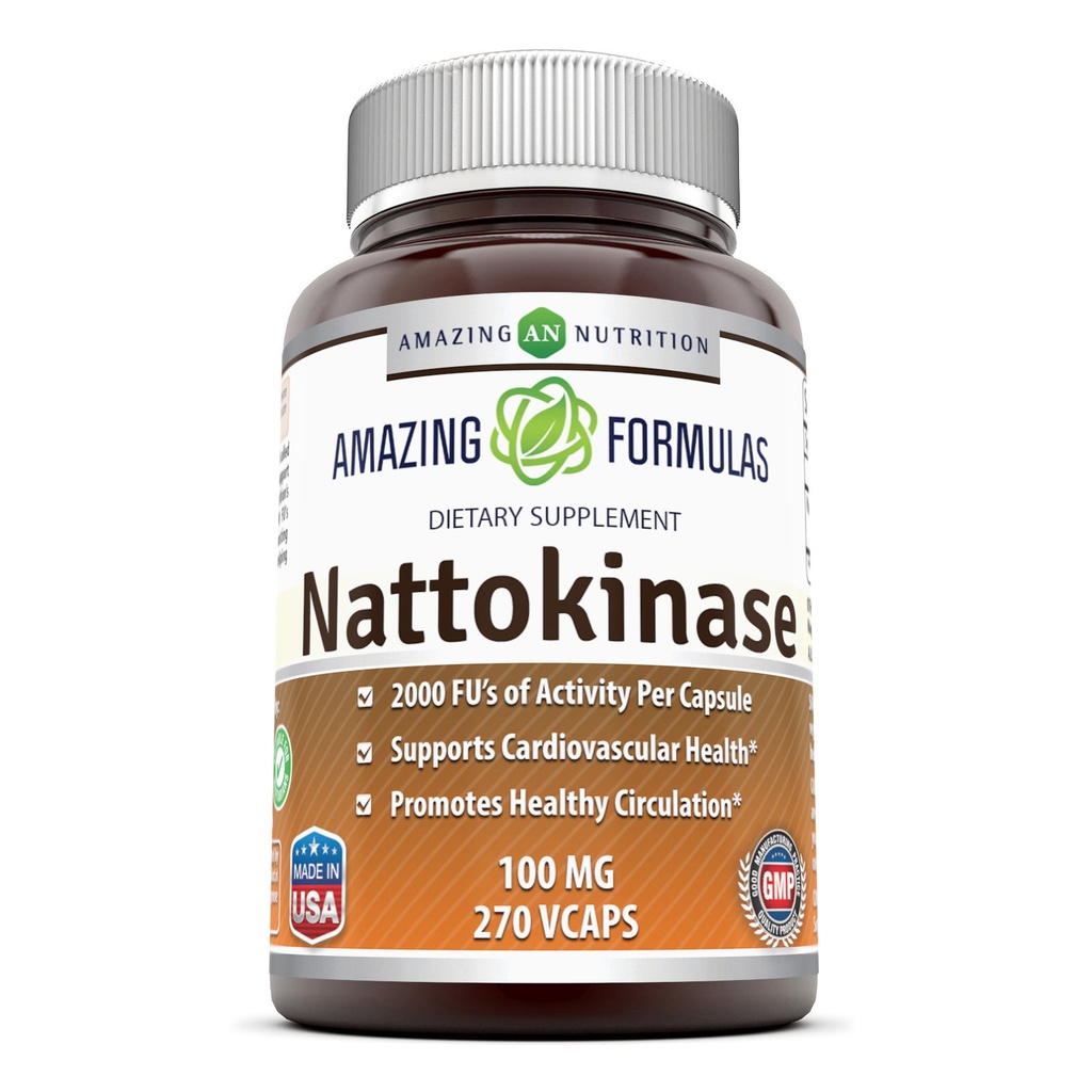 פורמולה מדהימה Nattokinase Dietary תוספי 100 מ"ג Veggie קפסולות תוסף | 2000 FU Enzyme Activity | Non-GMO | Gluten Free | Made in USA (270 Count)