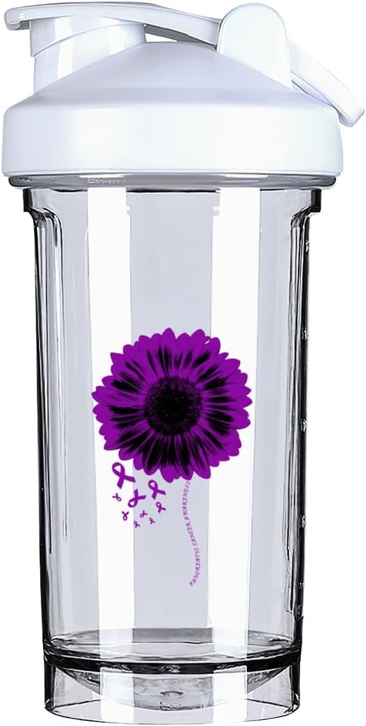 מודעות לסרטן Pancreatic 18 Ounce Shaker בקבוק משקה Mixer Leak-הוכחה טרום חלבון שקד המחליפים Meal Shakes בקבוקים 500ML/18 Oz White &-1