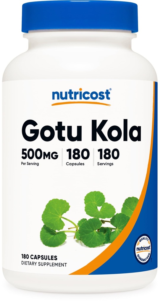 זולות Gotu Kola 500 MG, 180 קפסולות - קפסולות צמחוניות, עשירות חינם, non-GMO