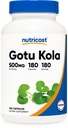 זולות Gotu Kola 500 MG, 180 קפסולות - קפסולות צמחוניות, עשירות חינם, non-GMO