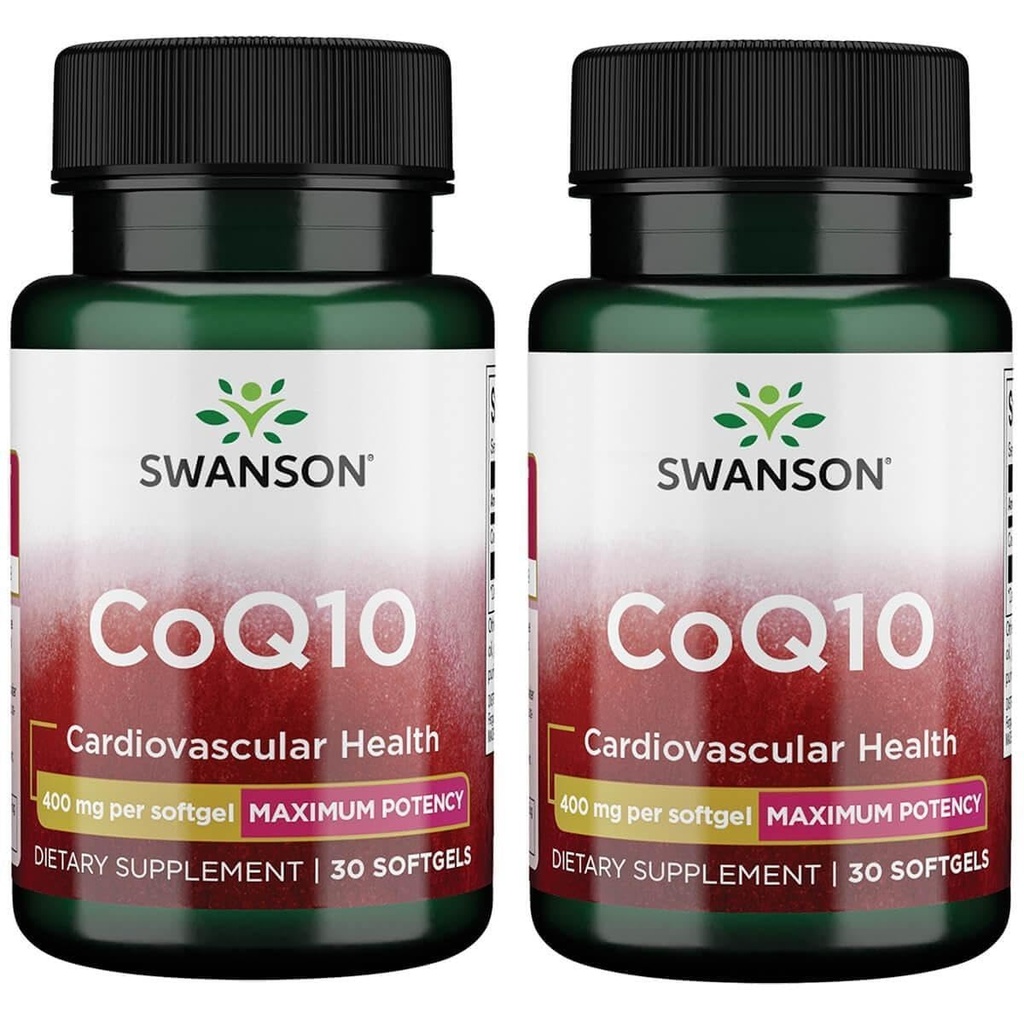 Swanson CoQ10 - מסייע לקדם את בריאות הלב, תמיכה באנרגיה, ואיידס בריאות מערכת קרדיווסקולרית הכוללת - מסייע לשמור על תוסף Coenzyme Q10 - (30 Softgels, 400 מ"ג כל) (2 Pack)