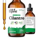 Wild & Organic Cilantro Tincture - Herbal Detox טיפות עם תמצית Cilantro - נוזל קורינדר על - תוספת טבעונית, סוכר ואלכוהול חינם טיפות - 4 oz