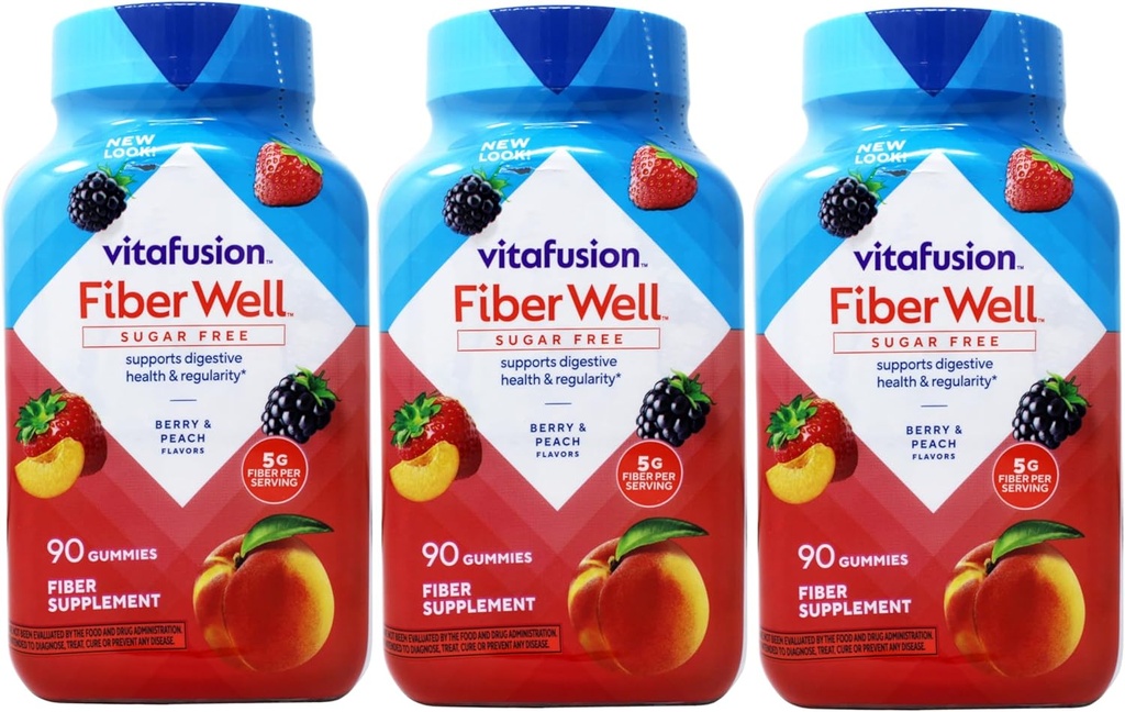 VitaFusion, סיבים וחניכיים, תוסף סיבים, כמו גם פלבמור - 90 חניכיים, Pack של 3