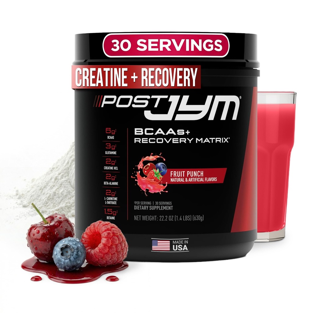 פוסט JYM Active Matrix - Post-Workout with BCAA's, Glutamine, Creatine HCL, Beta-Alanine, ועוד JYM תוסף Science Fruit Punch, 30 משרתים