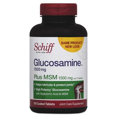 Schiff Glucosamine 1500 מ"ג פלוס MSM 1500 מ"ג ו Hyaluronic Acid, 150 טבליות - תוסף משותף