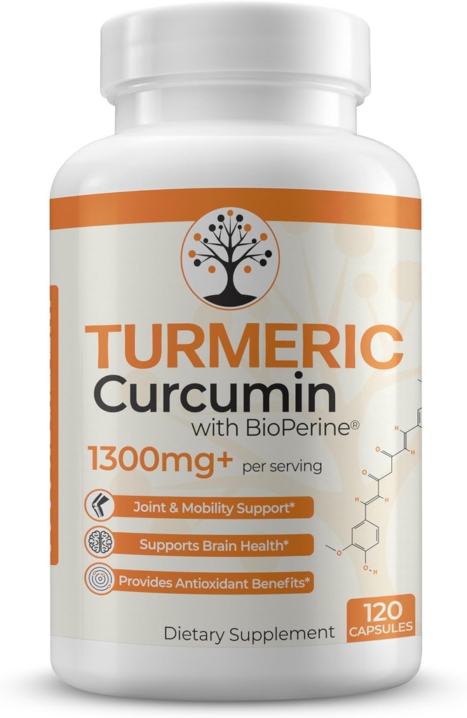 תוסף Turmeric עם 95% סטנדרטיים Curcuminoids ו Black Pepper לחלץ - יתרונות אנטיoxidant - 120 קפסולות טבעוניות