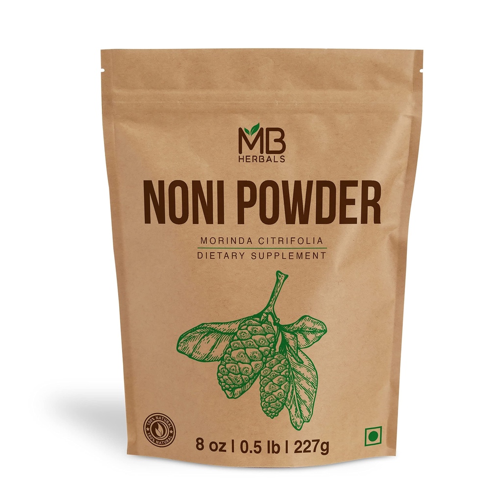 MB Herbals Noni אבקה 8 oz | 227g (0.5 lb) | מרגיע בקלות עם Smoothies Juices