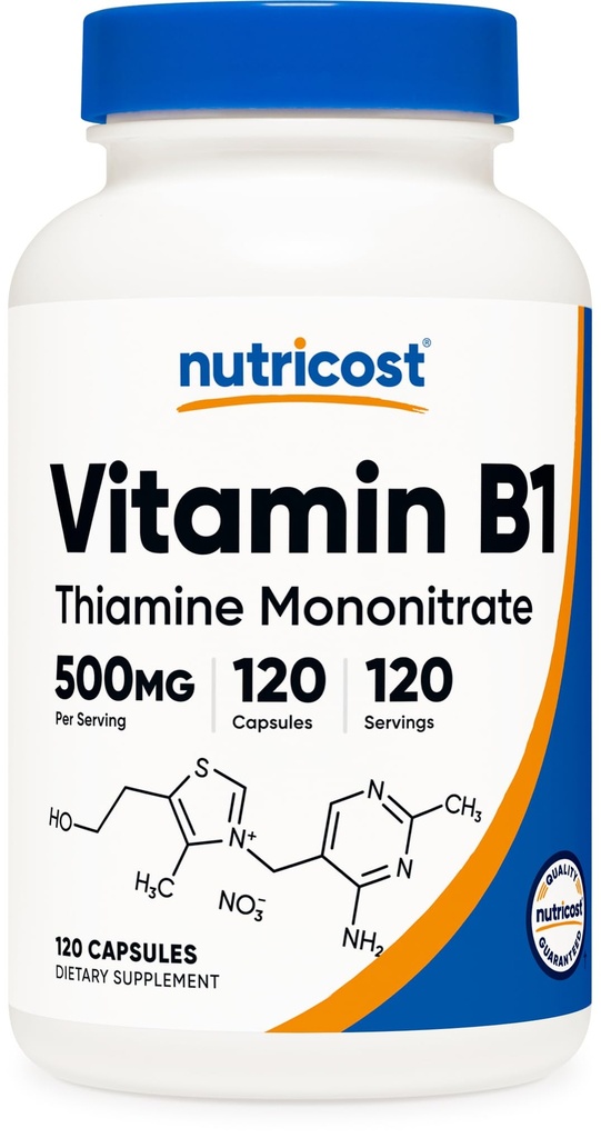 ויטמין B1 (Thiamine) 500 מ"ג, 120 קפסולות