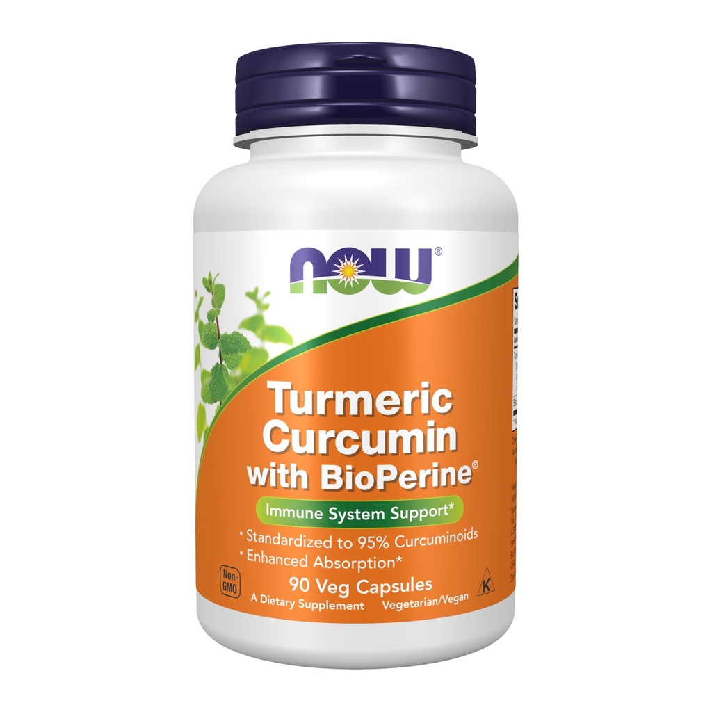 עכשיו תוספי מזון, Turmeric Curcumin עם BioPerine, תמיכה במערכת החיסון, סטנדרטי ל-95% Curcuminoids, משופר Absorption *, 90 ואג כמוסות