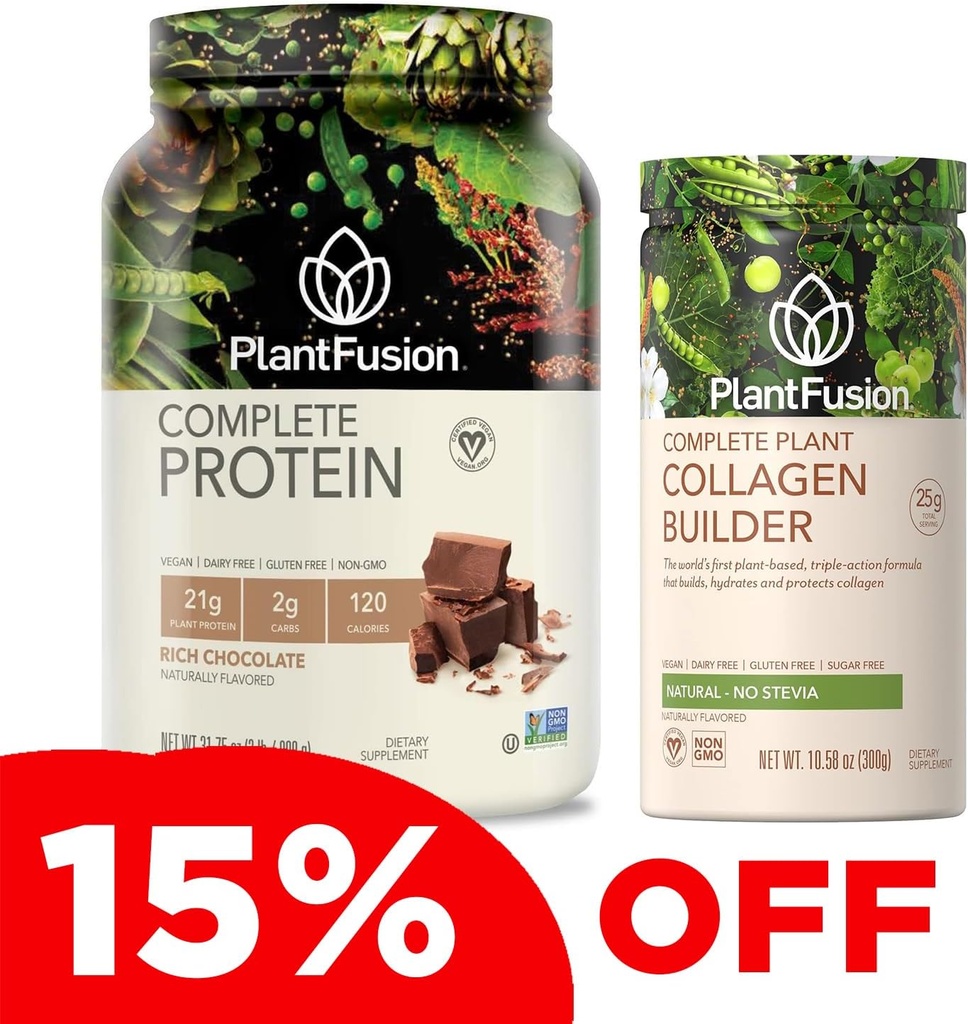 PlantFusion להשלים אבקת חלבון טבעוני וקולג'ן Bundle - Keto Glu,ten Free, Soy Free, non-Dairy, No Sugar, non-GMO