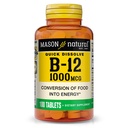 MASON NATURAL ויטמין B12, 1000 mcg Quick Dissolve Tablets, Fast Absorption B Complex כדי לתמוך באנרגיה נורמלית ותפקוד עצבי, 100 טבליות