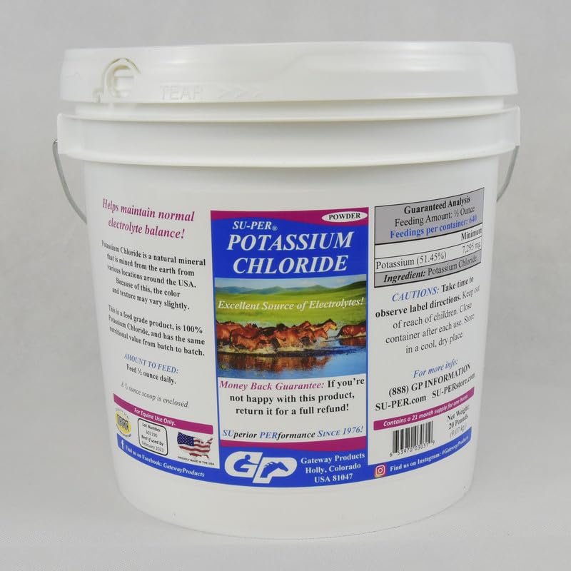 SU-PER Potassium Chloride שמן Electrolyte תוסף - מסייע לשמור על אלקטרוליטאזן רגיל - 20 פאונד, 21 חודש אספקה