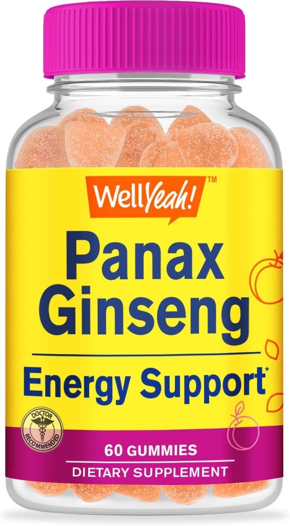 ובכן, Panax גינזנג חניכיים - 96 מ"ג של Panax Geneseng שורש לחלץ לשרת - non-GMO, Natural Flavors, טבעוני, Gluten-Free, Nut-Free - Count 60