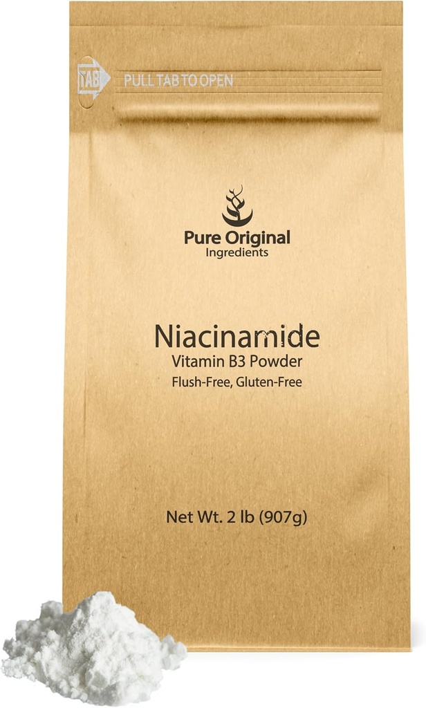 PURE ORIGINAL INGREDIENTS Niacinamide (2 lb) אבקת ויטמין B3 ללא שומן, תוסף תזונה