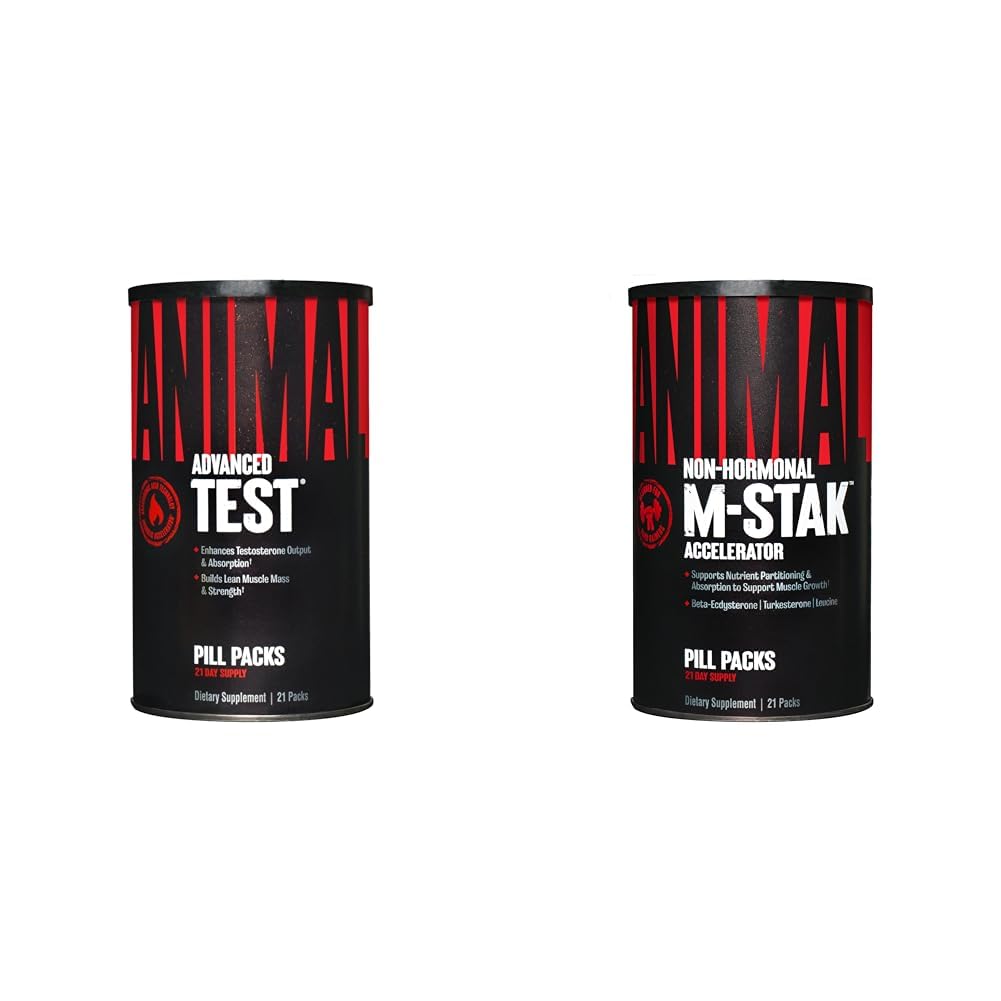 Animal Test טסטוסטרון Booster 21 Day Cycle & M-Stak Hard Gainer שריר בניין Stack 21 Count