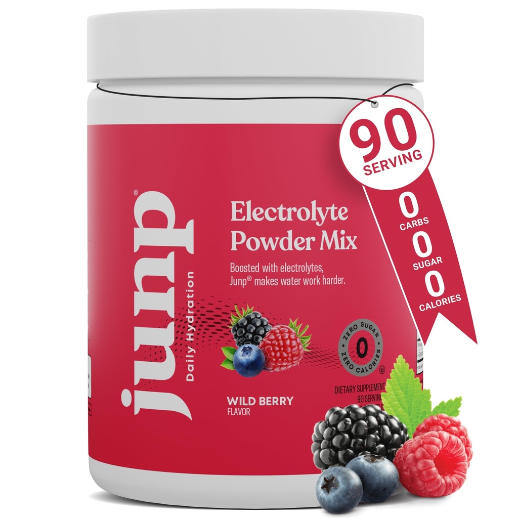 אבקת JUNP Electrolytes No Sugar No Carbs, Wildberry פירות פלאדור Keto אלקטרוליט לערבב - Potassium & מלח אבקת אלקטרוליטים, אפס Calorie סוכר חינם אבקת אלקטרוליטטה, 90 משרתים