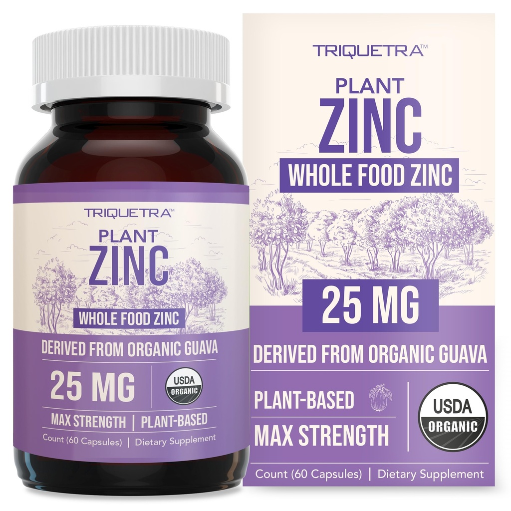 אורגני Znc 25 מ"ג | תוספי אבץ מזון שלמים | Derived from Organic Fruit, Elemental Zinc - Water Extracted, Vegan, GMO-Free - Essential מינרלים, Antioxidant, Immidant, Immune Support, Skin - 60 משרתים
