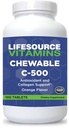 LifeSource ויטמינים C 500 מ"ג - 100 טבליות Chewable - מדהים Orange Flavor - Sweetened w / Stevia