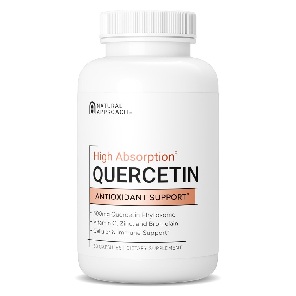 Absorption Quercetin עם Bromelain, ויטמין C ו- Zinc - 500 מ"ג Quercetin Phytosome - 50x More Absorption - תמיכה בתפקוד Immune ו-Mobile - US Manufactured - 60 קפסולות
