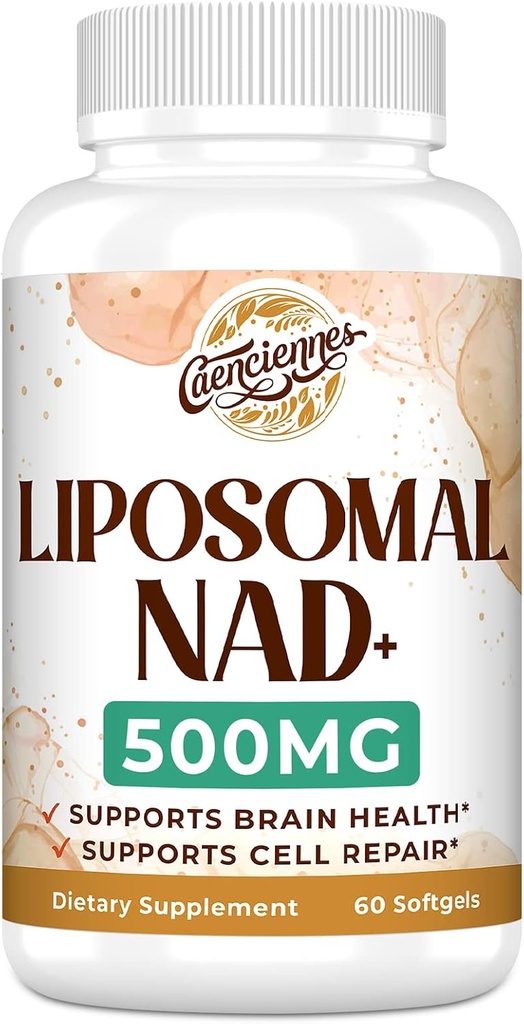 Liposomal NAD+ 500 MG תוספת, True NAD Plus תוספת, העליון Absorption, Boost NAD+ יותר Efficient Than Nicotinamide Riboside עבור אנרגיה סלולרית, הזדקנות בריאה, 60 לשרת