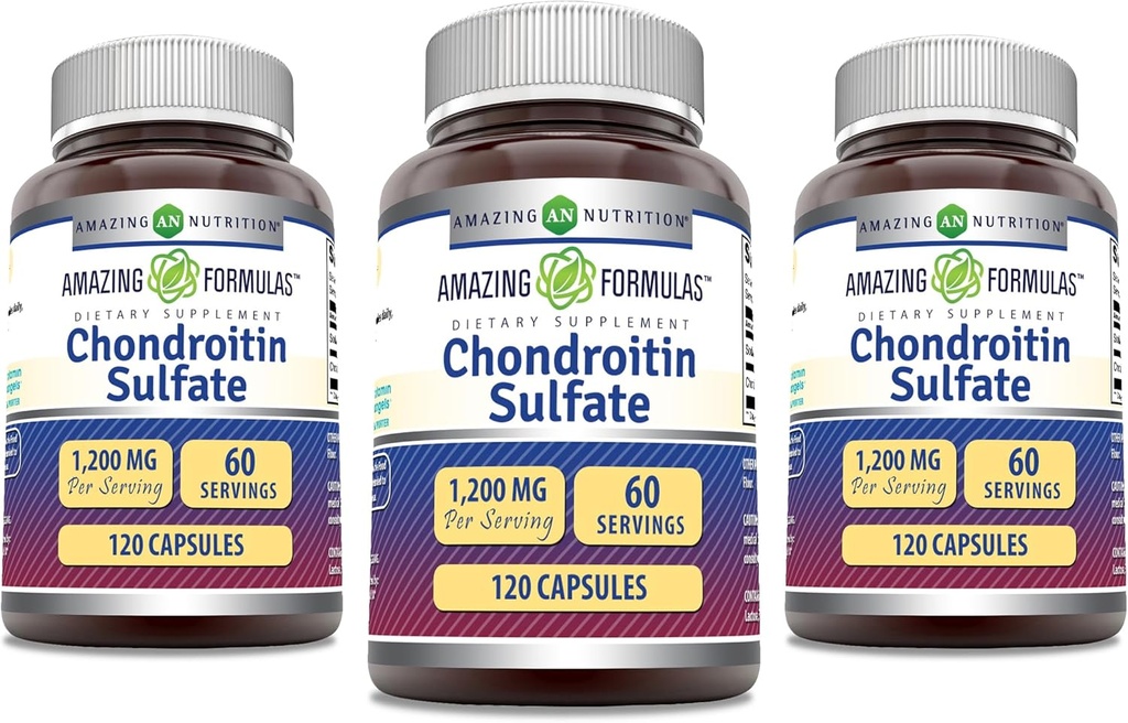 פורמולה מדהימה Chondroitin Sulfate 1200 מ"ג עבור תוספת | קפסולות | Non-GMO | Gluten Free | Made in USA (120 Count, 3 Pack)