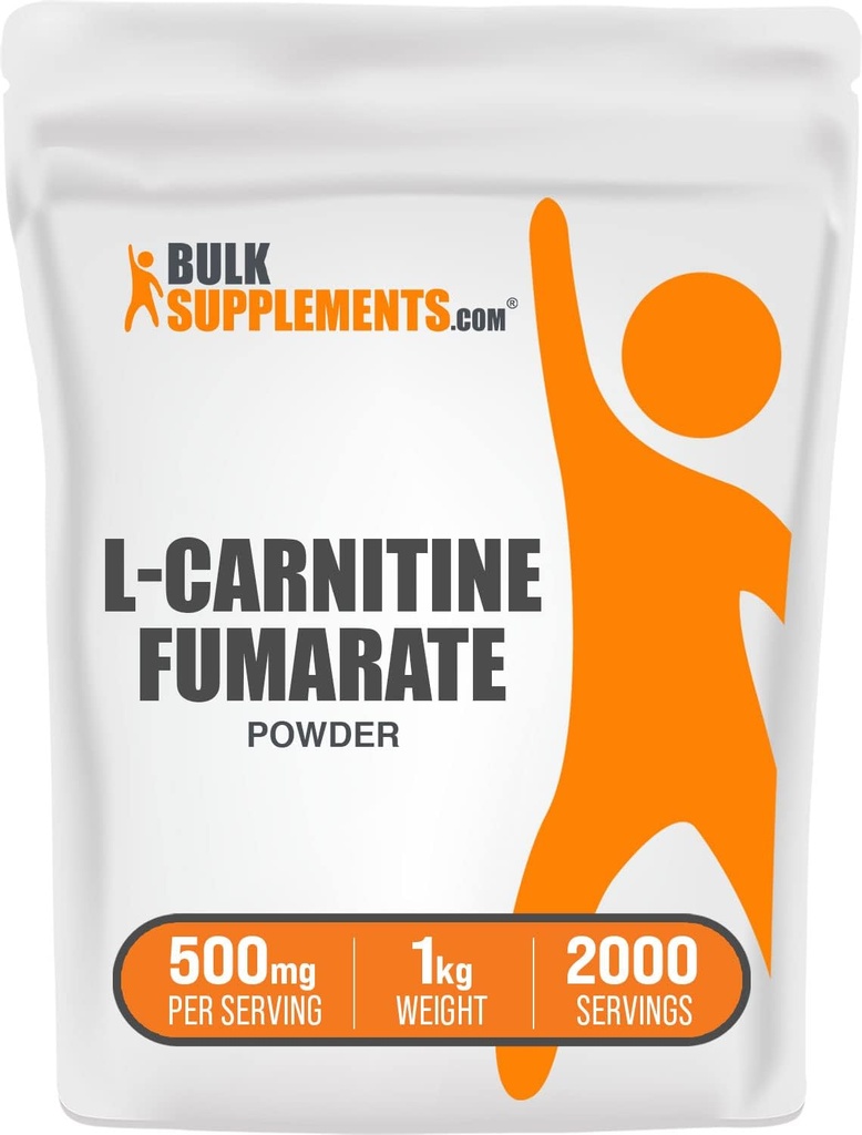 BulkSupplements.com L-Carnitine Fumarate אבקה - תוספי Carnitine, Sports Nutrition, L-Carnitine 500 מ"ג - Gluten Free, 500 מ"ג למשרת, Gluten Free, 1kg (2.2 lbs) (Pack of 1)