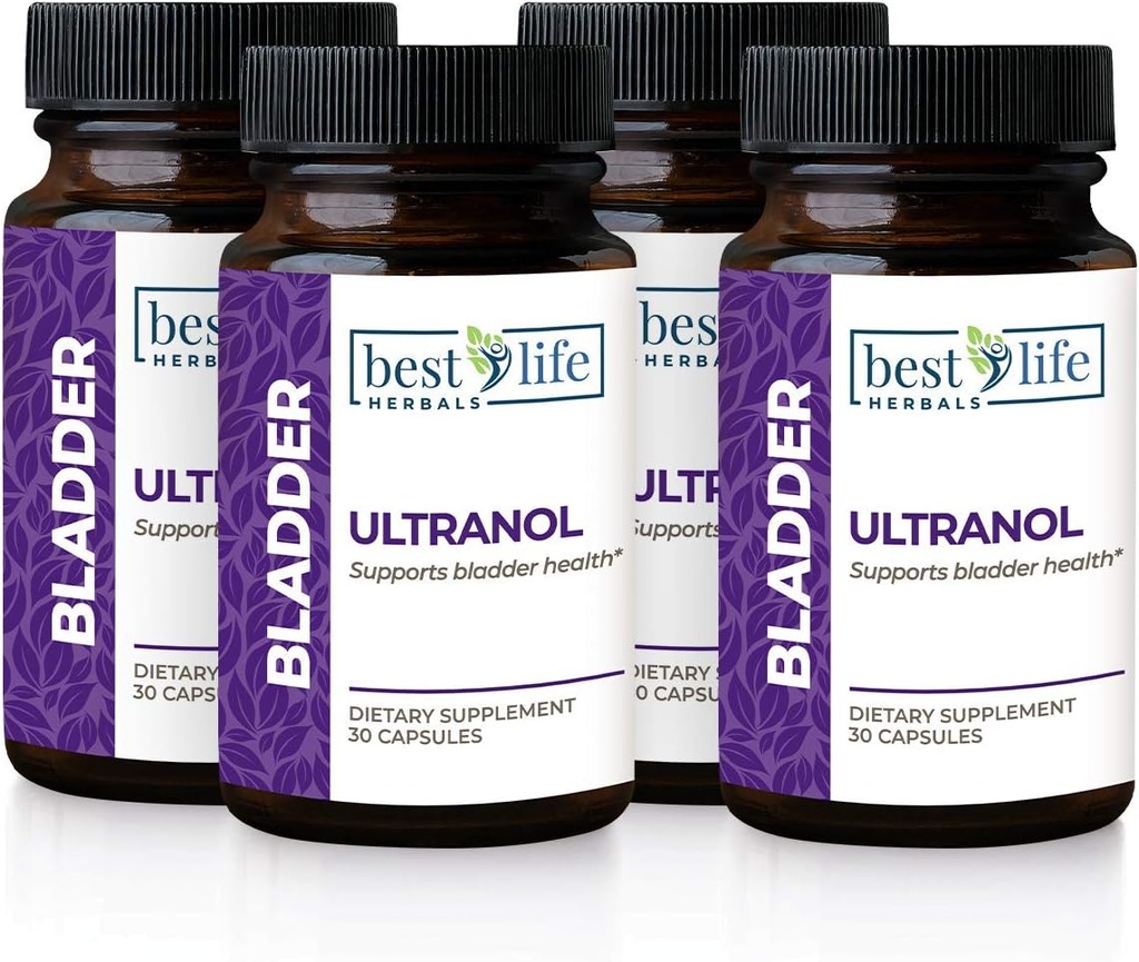 Ultranol Total Bladder Support - תוסף טבעי ל-Urinary Health, Overactive Bladder Control, Incontinence - מצמצם את ה-Laks ו-Urgency - 4 בקבוקים - 120 קפסולות
