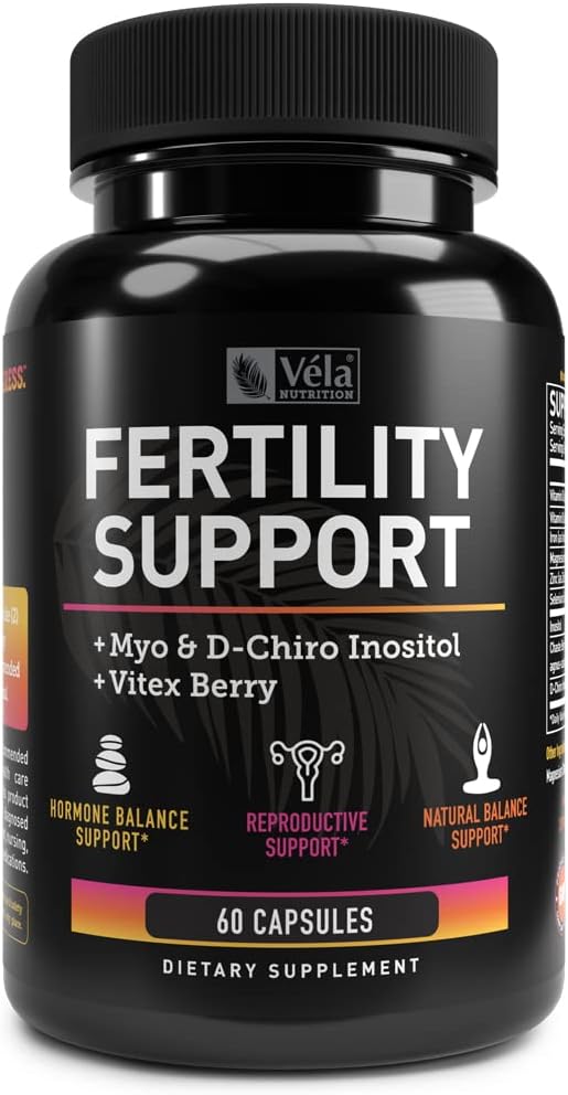 Vela פריון תמיכה תוסף | + Myo & D-Chiro Inositol + Vitex Berry | תמיכה פרודוקטיבית, Hormonal & Ovarian Support Complex