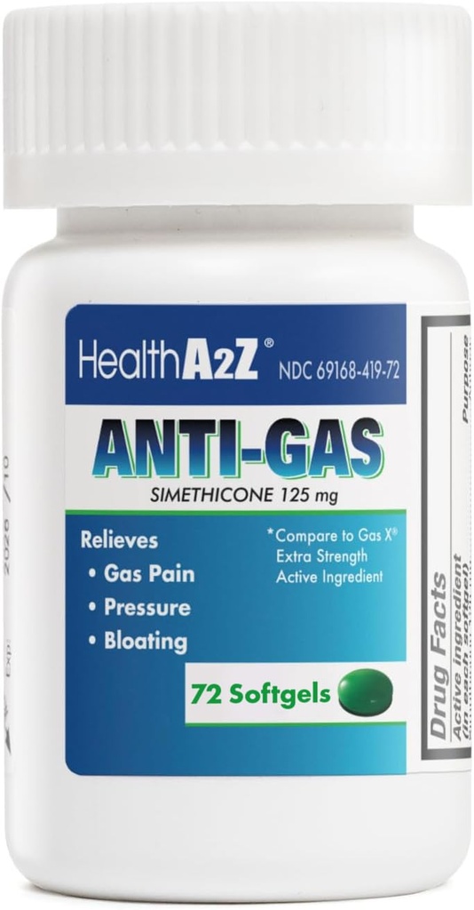 HealthA2Z® Gas Relief Simethicone | 125 מ"ג | Relieves from Stomach Discomfort and Gas