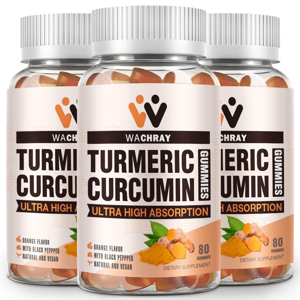 Turmeric Curcumin חניכיים עם ג'ינג'ר & Black Pepper - 3 Pack Tumeric Gummy תוספת עבור כאב Inflammation Joint Weight Support - טבעוני, אורגני, Gelatin-Free - למבוגרים ולילדים