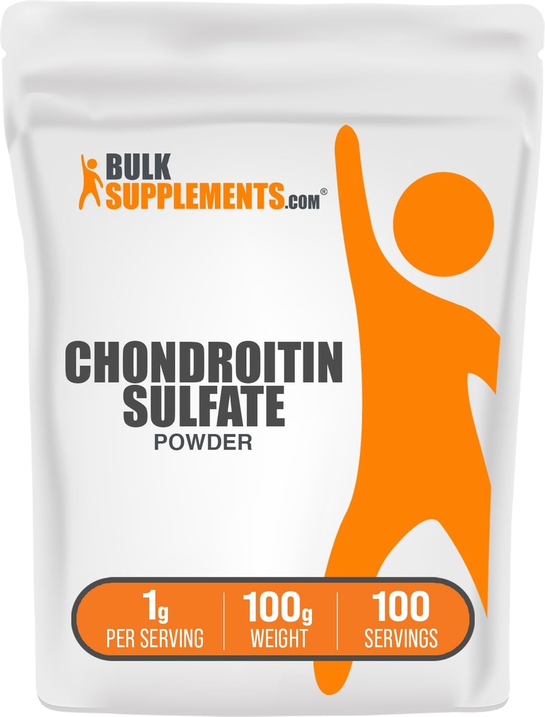 BulkSupplements.com Chondroitin Sulfate אבקת - תוסף Chondroitin Sulfate, עבור תמיכה משותפת - Gluten Free, 1g לשרת, 100g (3.5 oz) (Pack של 1)