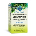 Natural Factors Whole Earth & Sea ויטמין D3 - תוספת תזונתית תומכת בעצמות חזקות ופרקים - Aids Calcium Absorption - Vegan & Non-GMO - 90 קפסולות צמחוניות (90 משרתים)