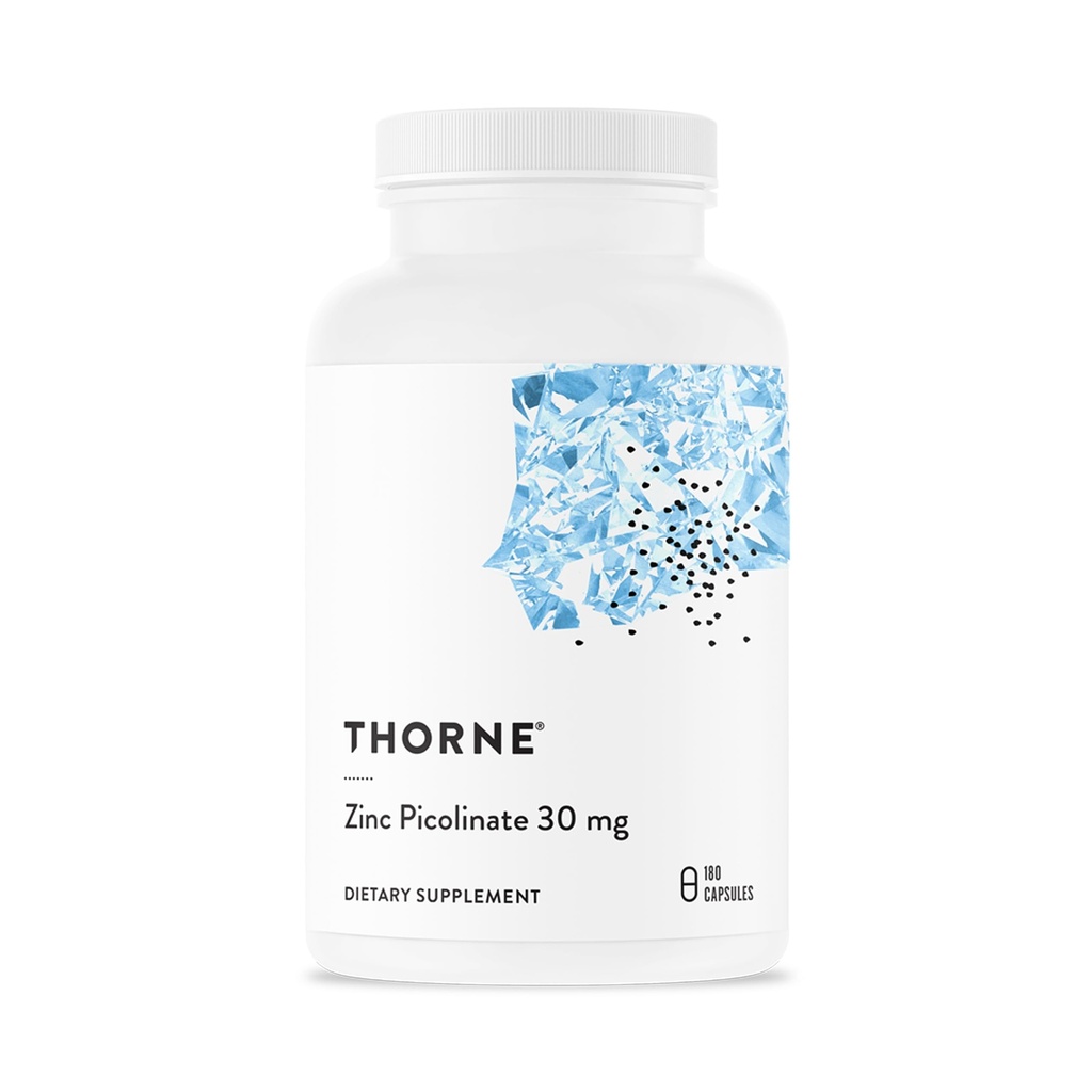 THORNE - Zinc Picolinate 30 מ"ג - תוסף Well-Absorbed Zinc לצמיחה ולתפקוד Immune* - 180 קפסולות