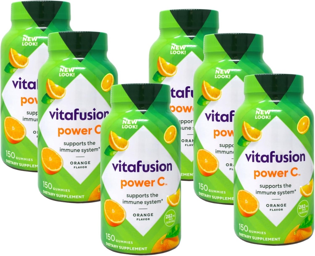 VitaFusion Power C Gummy ויטמינים למבוגרים לחלוטין כתום - 150 ct, Pack of 6