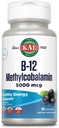 KAL ויטמין B-12 Methylcobalamin Lozenges 5000mcg, אנרגיה בריאה, Metabolism, Nerve & Red Blood Cell Support, * Optimal Absorption, Natural Acai Flavor, Sugar Free, 60 משרתים, 60 Lozengesges, 60