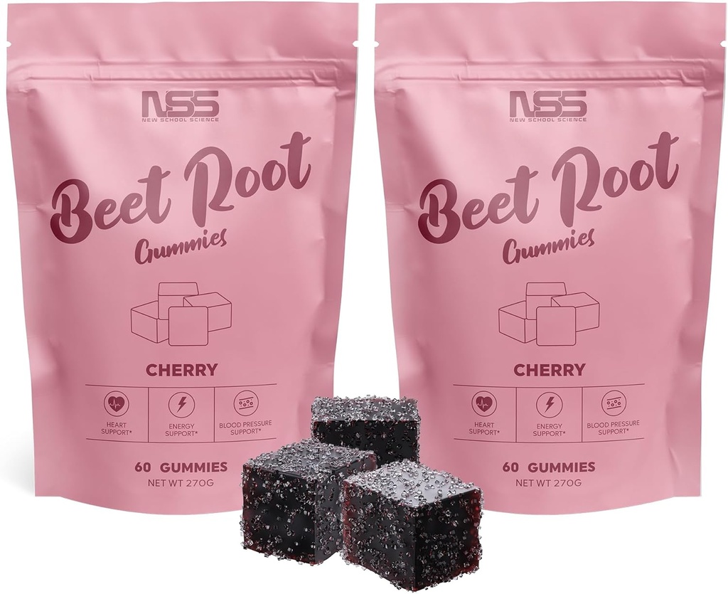 Bt Root Gummies with Cherry Flavor, Beet Chewables with added Grape Seed Extractd Extractd Extractd - צבע טבעי ופלאמור - Chews for Workout, בריאות ודימום בריאות (120ct)