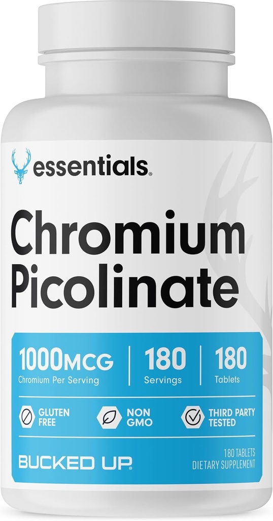 Bucked Up Chromium Picolinate 1000mcg Per Serve, Bucked Up Essentials (180 משרתים, 180 טבליות)